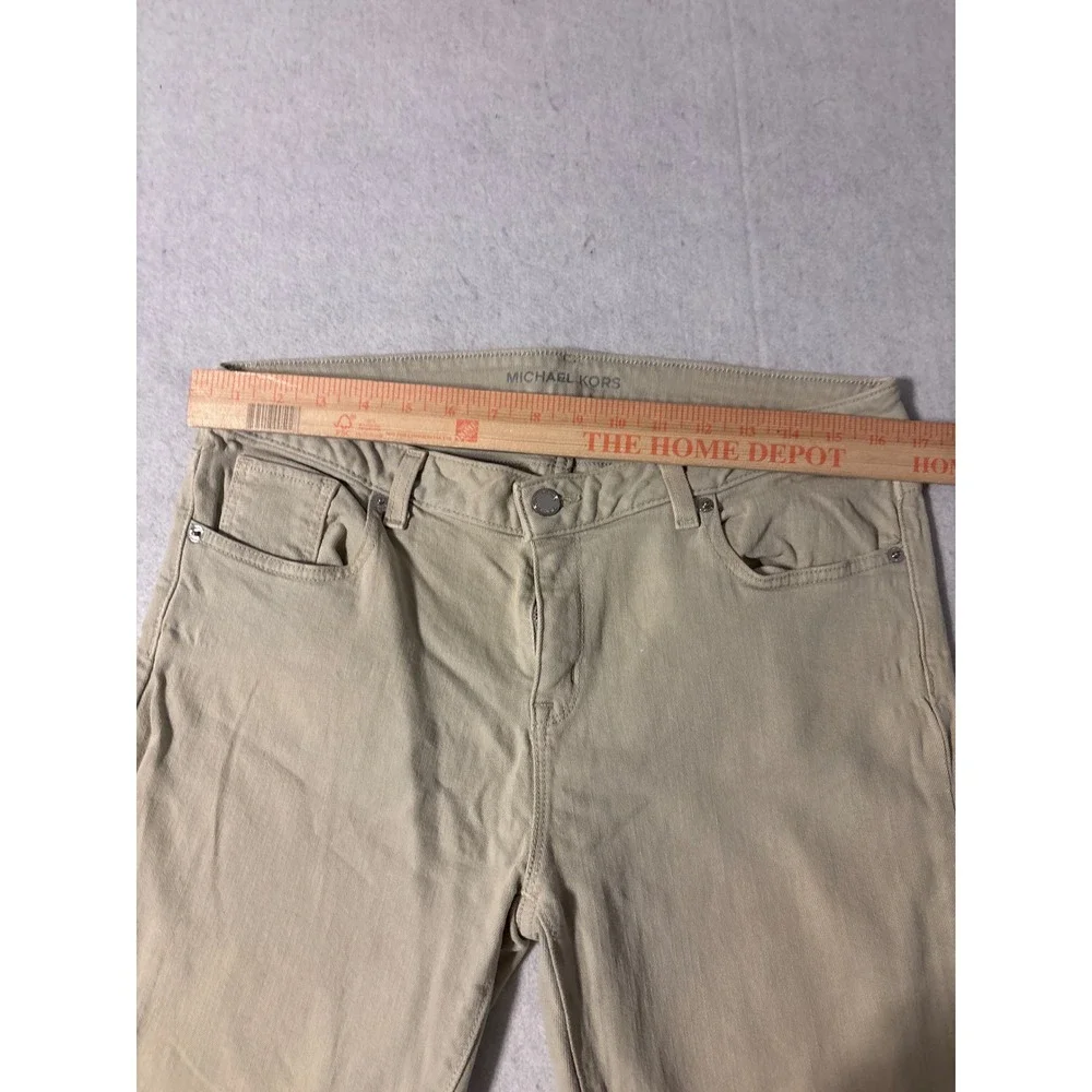 Michael Kors Skinny Jeans Womens SZ10 Tan Khaki Excellent Mid Rise Stretch Pants